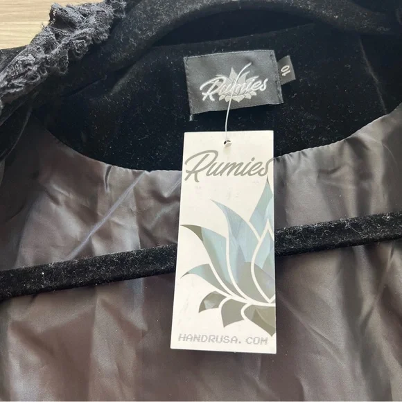 Rumies Black Velvet Corset Lace-up Style Jacket Size 10